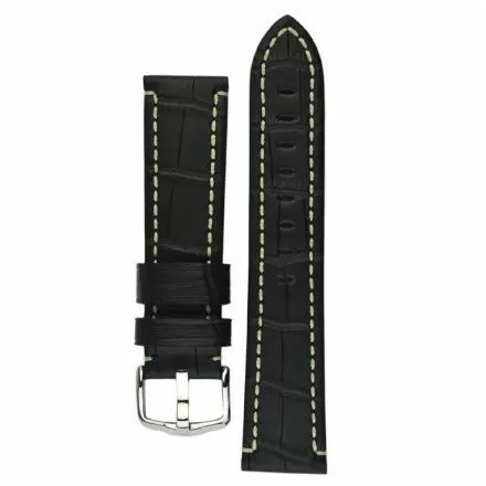 Czarny pasek Skórzany 20 mm HIRSCH Knight NQR 10922850-2-20 (XL)