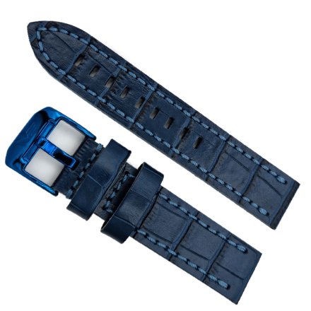 Pasek do zegarka Vostok Europe Pasek Almaz - Skóra (D657) niebieski croco niebieska kl.