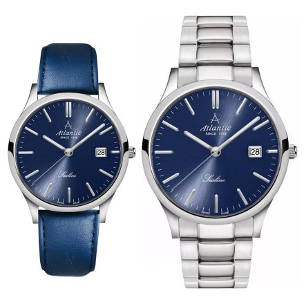 Atlantic Sealine zegarki szwajcarskie dla par niebieskie