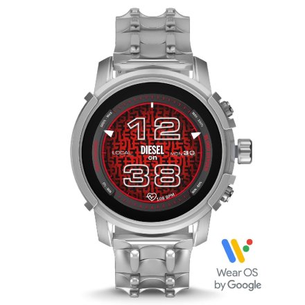 Smartwatch męski Diesel z funkcją rozmowy NFC Aktywność Sen srebrny DZT2040