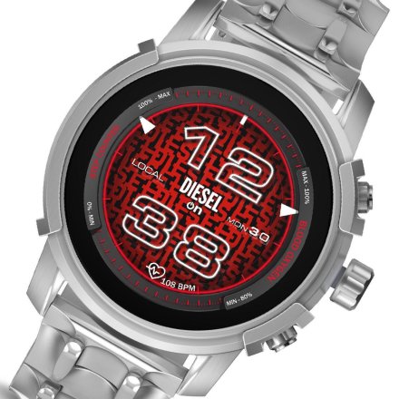 Smartwatch męski Diesel z funkcją rozmowy NFC Aktywność Sen srebrny DZT2040