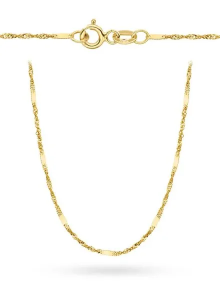 Łańcuszek złoty 45 cm splot singapure z blaszką • Złoto 585 0.92 g