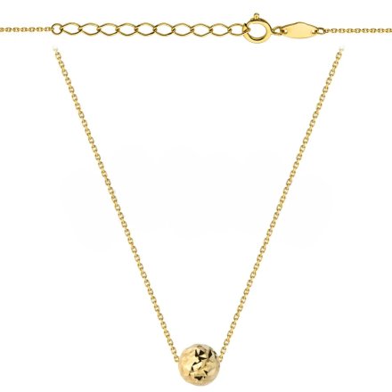 Złoty naszyjnik celebrytka diamentowana kulka na łańcuszku 42-45 cm • Złoto 585 0.88g