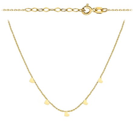 Złoty naszyjnik damski serduszka na łańcuszku 45 cm • Złoto 585 1.45g
