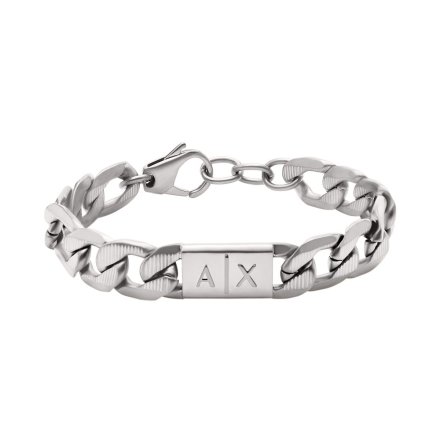 Srebrna bransoletka męska Armani Exchange łańcuch AXG0077040