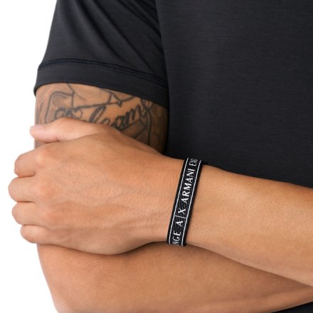 Czarna bransoletka męska Armani Exchange pasek AXG0082040