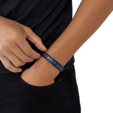 Skórzana bransoletka męska Armani Exchange niebieska AXG0106040