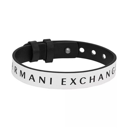 Skórzana bransoletka męska Armani Exchange czarno-biała AXG0107040