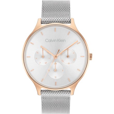 Zegarek damski Calvin Klein Timeless Mesh MF ze srebrną bransoletką 25200106