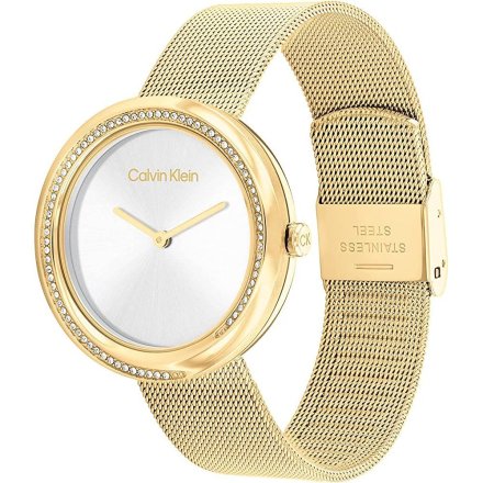 Zegarek damski Calvin Klein Twisted Bezel ze złotą bransoletką 25200150