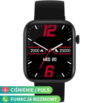 Czarny smartwatch z funkcją rozmów Rubicon RNCE97 SMARUB184