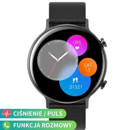 Czarny smartwatch z funkcją rozmowy Rubicon RNCE98 SMARUB193