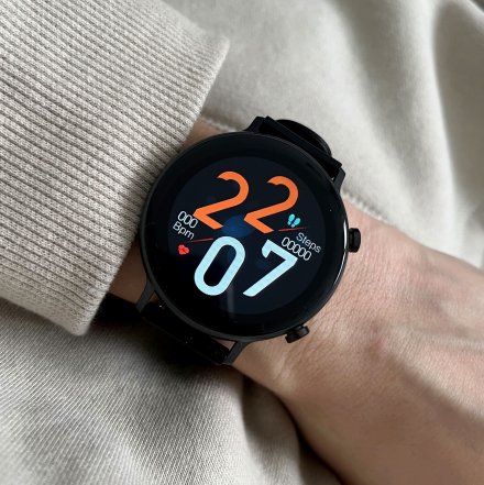 Czarny smartwatch z funkcją rozmowy Rubicon RNCE98 SMARUB193