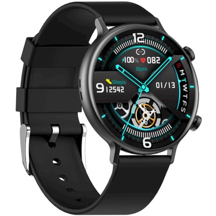Czarny smartwatch z funkcją rozmowy Rubicon RNCE98 SMARUB193