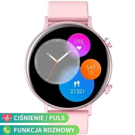 Różowy smartwatch z funkcją rozmowy Rubicon RNCE98 SMARUB192