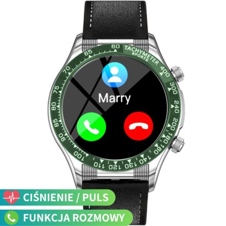 Smartwatch z funkcją rozmowy z czarnym paskiem Rubicon RNCE94 SMARUB177