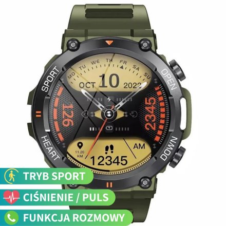 Smartwatch z funkcją rozmowy wojskowy Rubicon RNCE95 SMARUB179