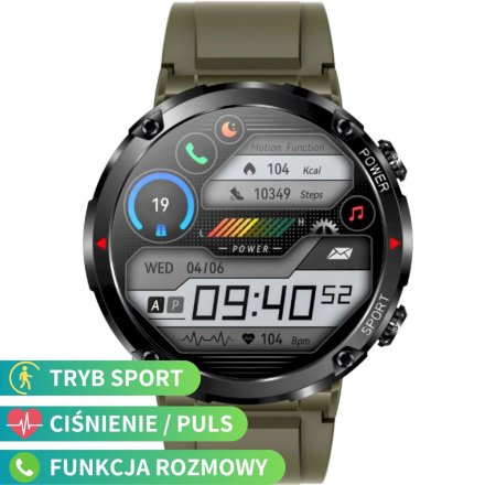 Wojskowy męski smartwatch z funkcją rozmowy Rubicon RNCE96 SMARUB182