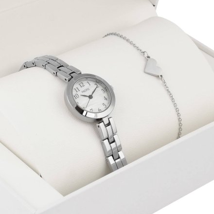 Komplet na prezent srebrny zegarek + bransoletka serce PACIFIC X6130-02