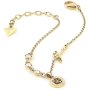 Złota bransoletka GUESS MINIATURE z kryształami i zwieszką JUBB79042JW (S)