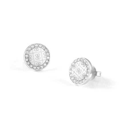 Srebrne monety kolczyki GUESS ROUND HARMONY logowane JUBE01161JW-RH