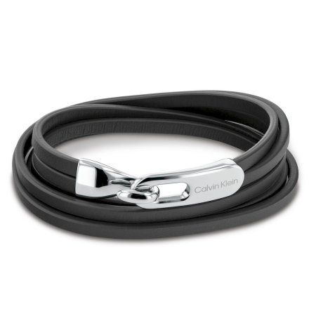 Czarna bransoleta męska Calvin Klein Mens Leather Strip 35000109