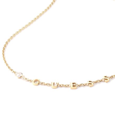 Złoty naszyjnik Guess z literkami CRYSTAL HARMONY JUBN02225JW