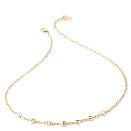 Złoty naszyjnik Guess z literkami CRYSTAL HARMONY JUBN02225JW