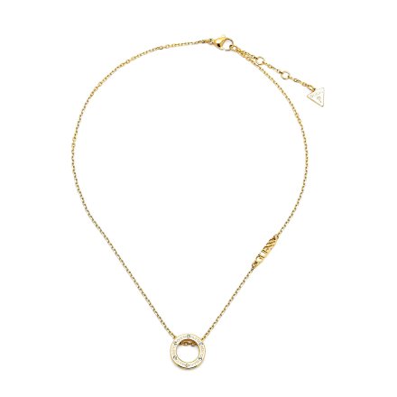Złoty naszyjnik Guess wisiorek z monetą CIRCLE LIGHTS JUBN03168JW