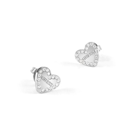 Srebrne kolczyki Guess serca wkrętki GUESS HEART TO HEART JUBE01082JW