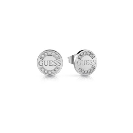 Srebrne kolczyki Guess UPTOWN CHIC monety z kryształami JUBE28028JW