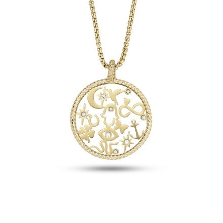 Złoty naszyjnik damski Fossil Sutton z okrągłą zawieszką JF04121710
