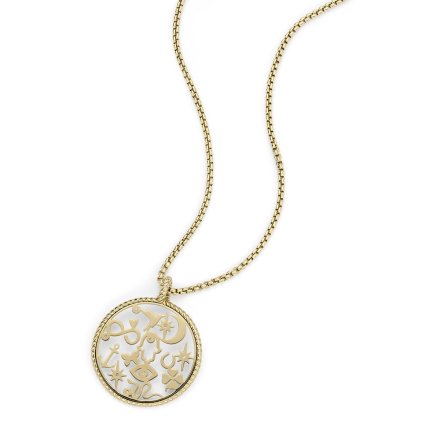 Złoty naszyjnik damski Fossil Sutton z okrągłą zawieszką JF04121710