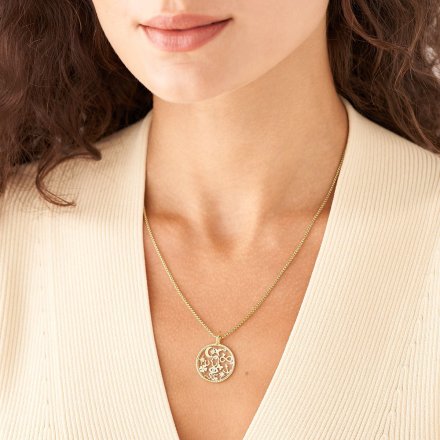 Złoty naszyjnik damski Fossil Sutton z okrągłą zawieszką JF04121710