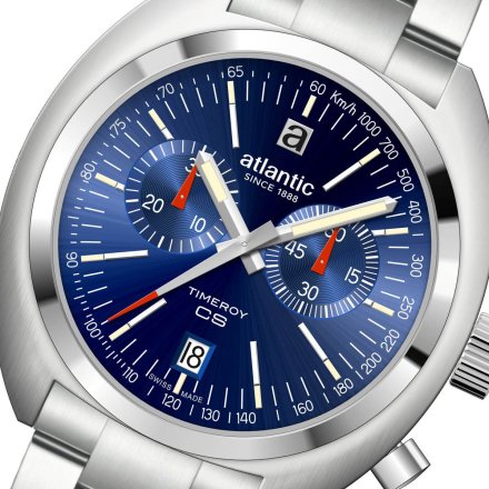 Niebieski zegarek Męski Atlantic Timeroy Chrono NE z bransoletą 70467.41.59