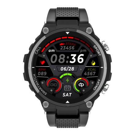 Smartwatch z funkcją rozmowy czarny Pacific 34-01 Sport Kroki Kalorie Puls