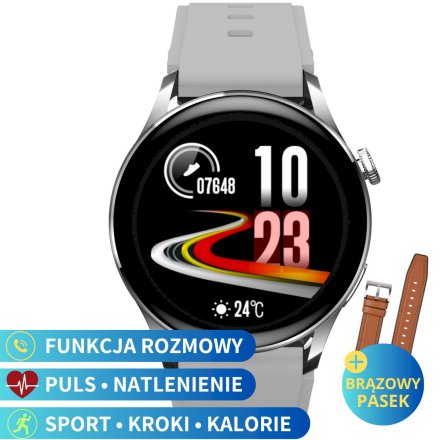 Smartwatch z funkcją rozmowy srebrny Pacific 35-02 Sport Kroki Kalorie Puls