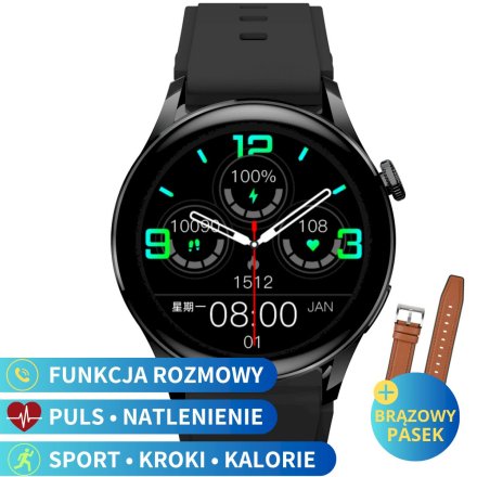 Smartwatch z funkcją rozmowy czarny Pacific 35-05 Sport Kroki Kalorie Puls