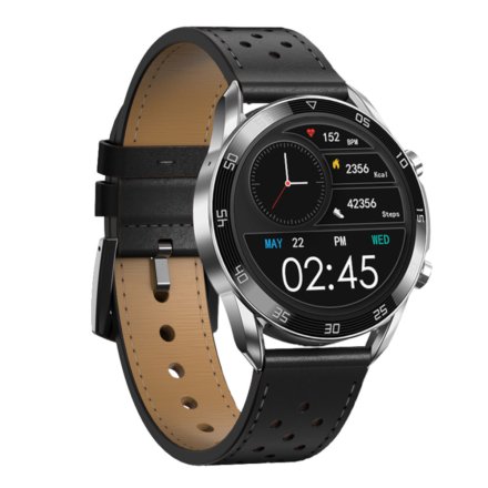 Smartwatch Garett V10 srebrny skórzany + pasek 5904238485590