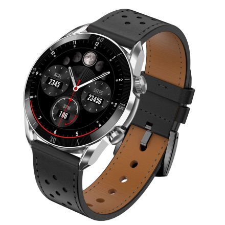 Smartwatch Garett V10 srebrny skórzany + pasek 5904238485590