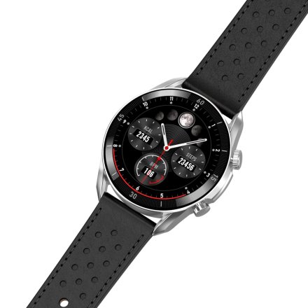 Smartwatch Garett V10 srebrny skórzany + pasek 5904238485590