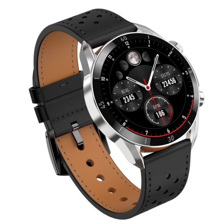 Smartwatch Garett V10 srebrny skórzany + pasek 5904238485590