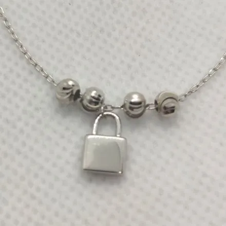 Srebrna bransoletka damska z kłódką i kuleczkami GR32 • Srebro 925