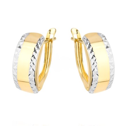 Biżuteria SAXO Złote kolczyki z diamentowanymi brzegami • Złoto 585 1.64g