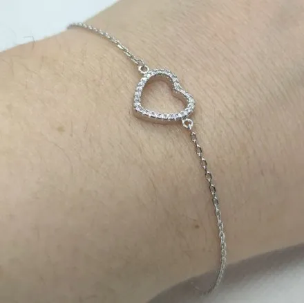 Srebrna bransoletka z sercem GR27 • Srebro 925