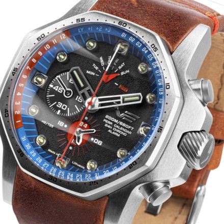 Zegarek Vostok Europe Atomic Age Oppenheimer brązowo-niebieski YM86-640A696