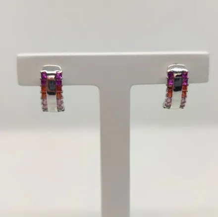 Srebrne kolczyki z kolorowymi cyrkoniami GR47 • Srebro 925