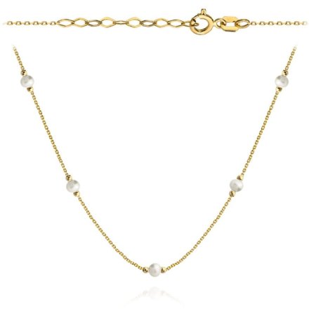 Złoty naszyjnik z perełkami • Złoto 585 1.70g 