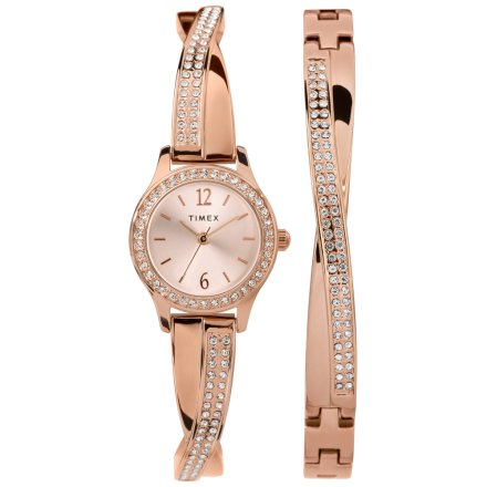Różowozłoty zegarek Timex Classic Gift Set z bransoletką TW2T57900