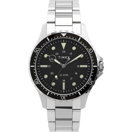 Męski zegarek Timex  Expedition Military Navi srebrny z bransoletką TW2U10800